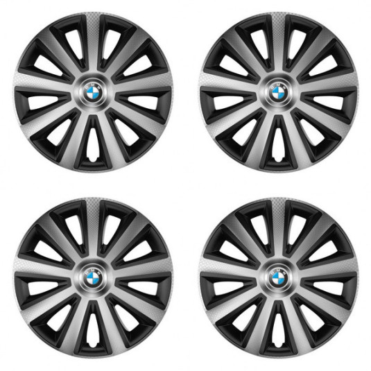 Puklice pre BMW 15 Aviator carbon silver&black