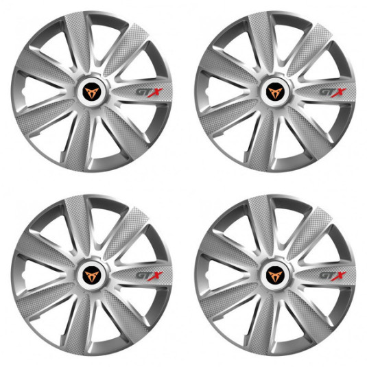 Puklice pre Cupra 16 GTX CARBON silver