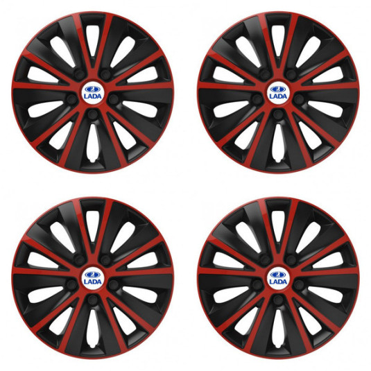 Puklice pre Lada 15 RAPIDE red and black