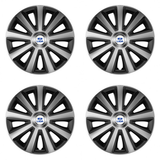 Puklice pre Lada 16 Aviator carbon silver&black