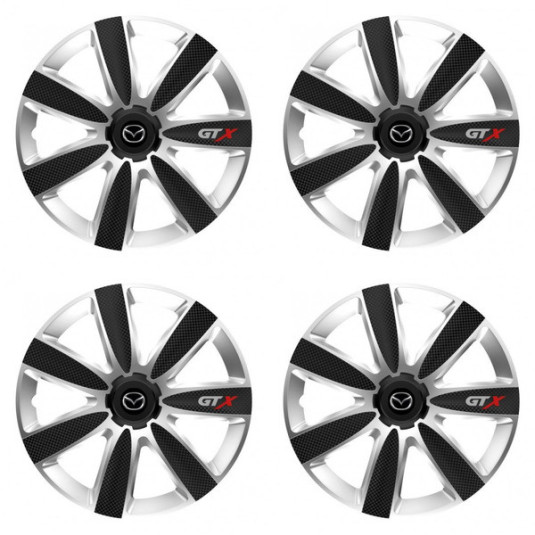 Puklice pre Mazda 14 GTX CARBON silver/black