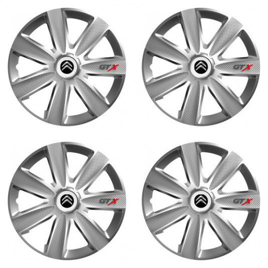 Puklice pre Citroen 16 GTX CARBON silver