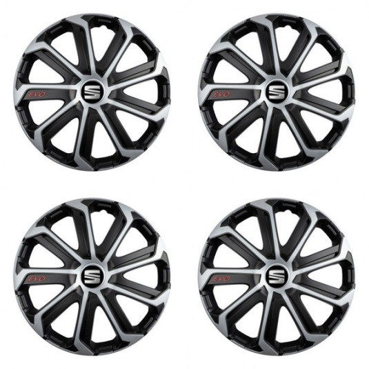 Puklice pre Seat 14 Evo black&silver