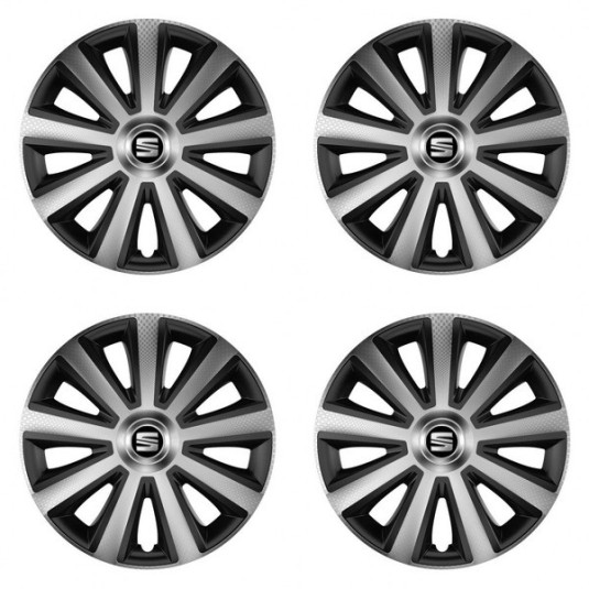 Puklice pre Seat 14 Aviator carbon silver&black