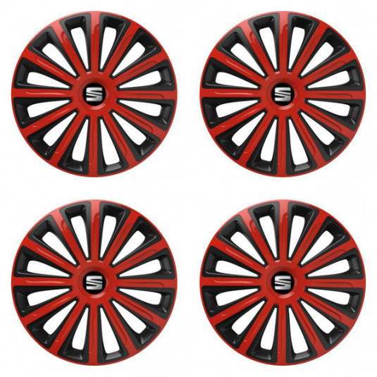 Puklice pre Seat 15 TREND red and black