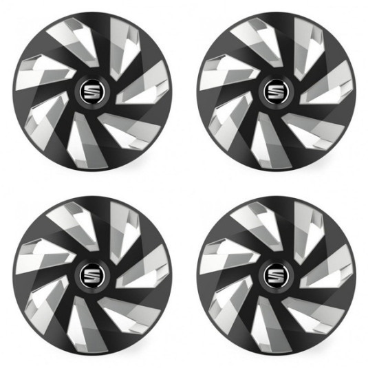 Puklice pre Seat 16 Vector RC black and silver