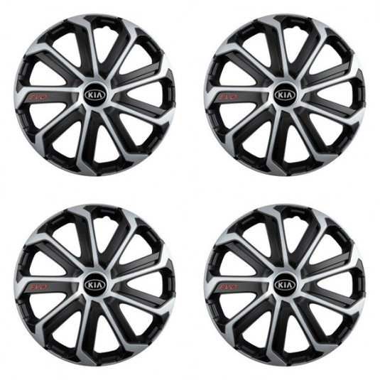Puklice pre Kia (staršie logo) 15 Evo black&silver