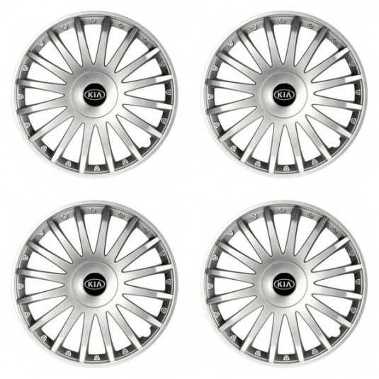 Puklice pre Kia (staršie logo) 15 CRYSTAL silver
