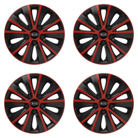 Puklice pre Kia (staršie logo) 15 RAPIDE red and black