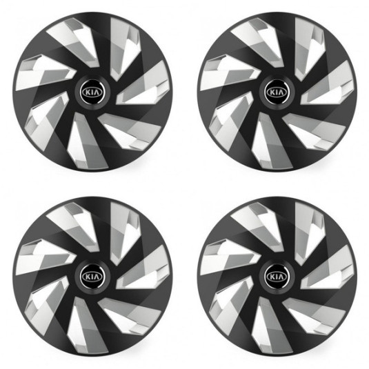 Puklice pre Kia (staršie logo) 16 Vector RC black and silver