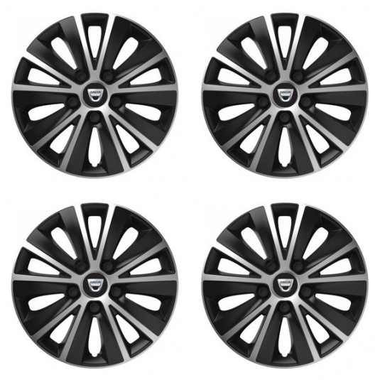 Puklice pre Dacia (staršie logo) 16 RAPIDE silver and black