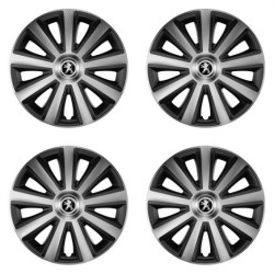 Puklice pre Peugeot (staršie logo) 14 Aviator carbon silver&black