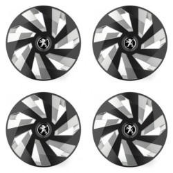 Puklice pre Peugeot (staršie logo) 14 Vector RC black and silver