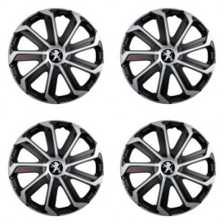 Puklice pre Peugeot (staršie logo) 15 Evo black&silver