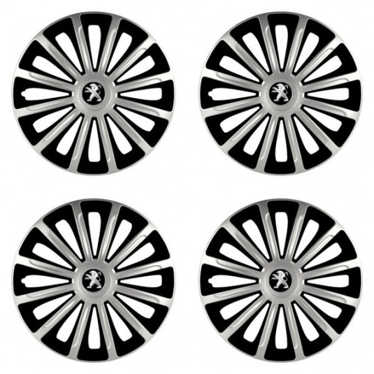 Puklice pre Peugeot (staršie logo) 15 TREND silver and black