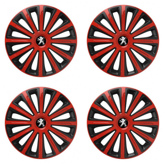 Puklice pre Peugeot (staršie logo) 16 TREND red and black