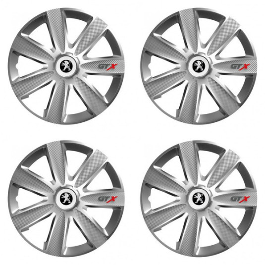 Puklice pre Peugeot (staršie logo) 16 GTX CARBON silver