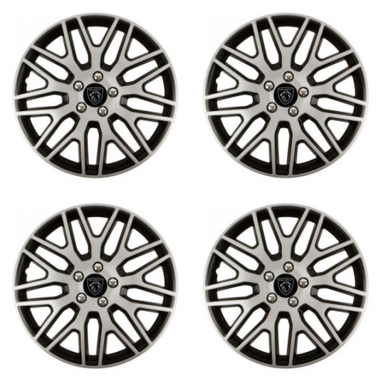 Puklice pre Peugeot (nové logo) 14 Dakar NC silver and black