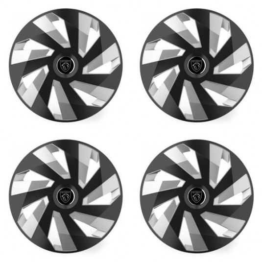 Puklice pre Peugeot (nové logo) 14 Vector RC black and silver