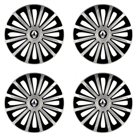 Puklice pre Renault (staršie logo) 15 TREND silver and black