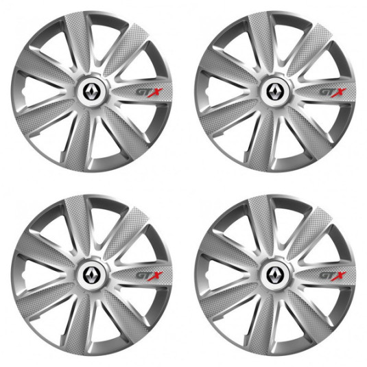 Puklice pre Renault (staršie logo) 15 GTX CARBON silver