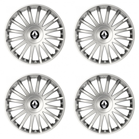 Puklice pre Renault (staršie logo) 16 CRYSTAL silver