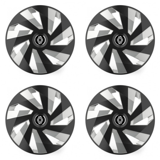 Puklice pre Renault (nové logo) 14 Vector RC black and silver