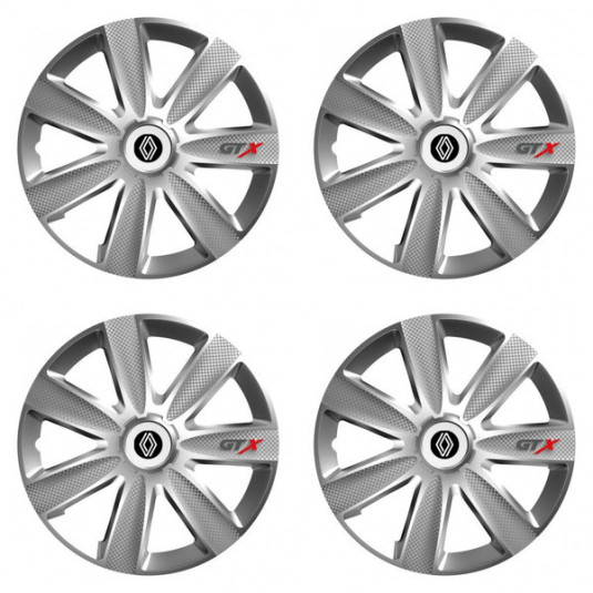 Puklice pre Renault (nové logo) 15 GTX CARBON silver
