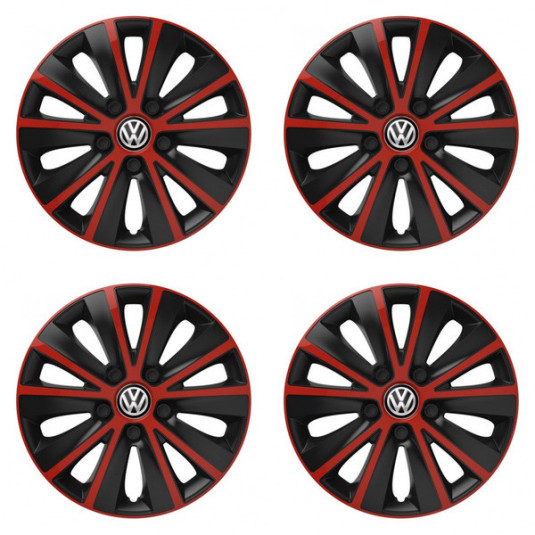 Puklice pre VW (čierne) 15 RAPIDE red and black