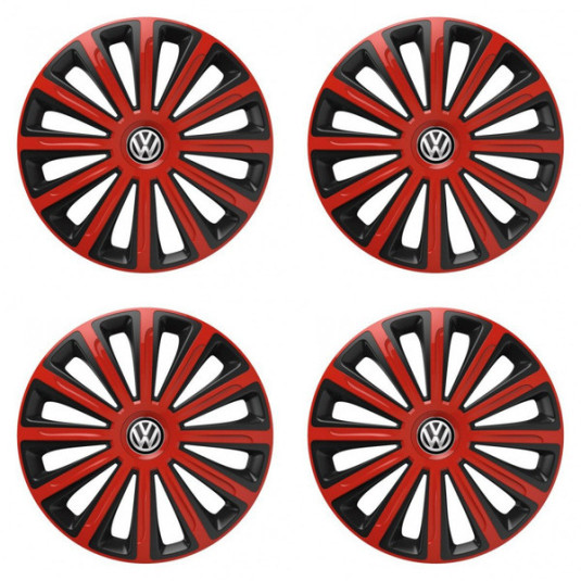 Puklice pre VW (čierne) 16 TREND red and black