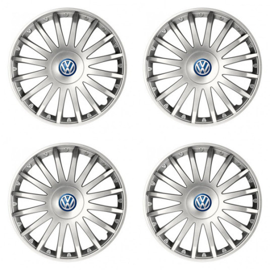 Puklice pre VW (modré) 15 CRYSTAL silver