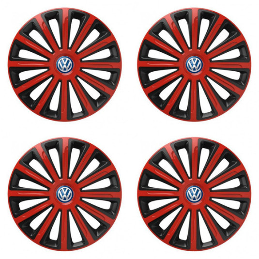 Puklice pre VW (modré) 16 TREND red and black