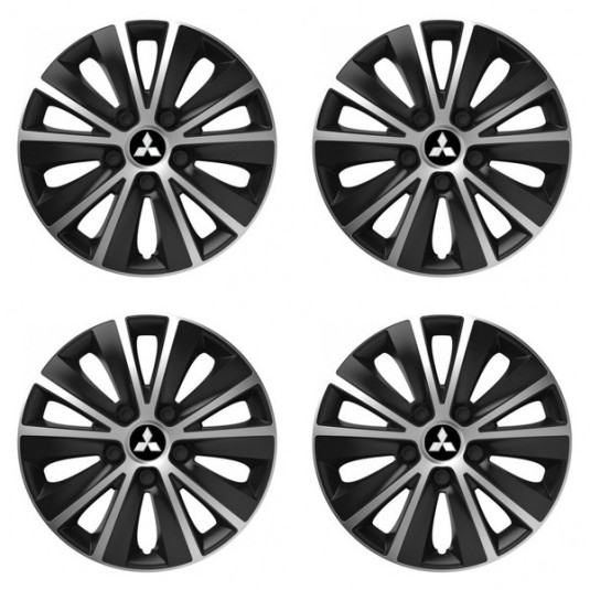 Puklice pre Mitsubishi (strieborné) 14 RAPIDE silver and black