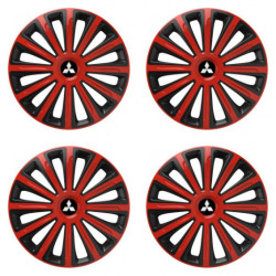 Puklice pre Mitsubishi (strieborné) 15 TREND red and black