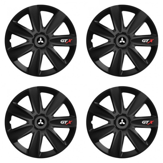 Puklice pre Mitsubishi (strieborné) 16 GTX CARBON black