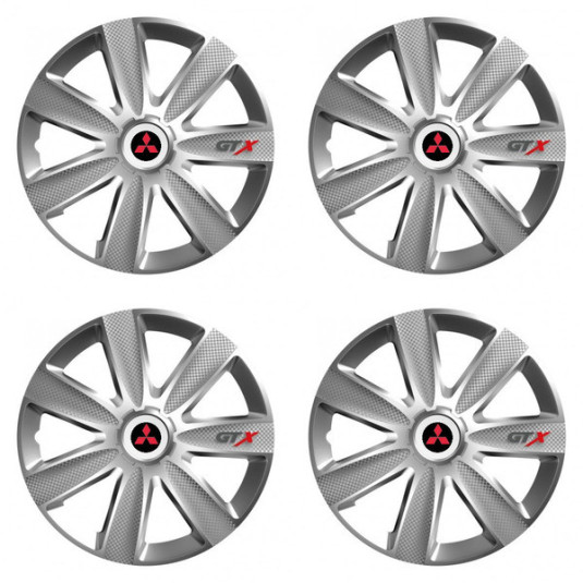 Puklice pre Mitsubishi (červené) 14 GTX CARBON silver