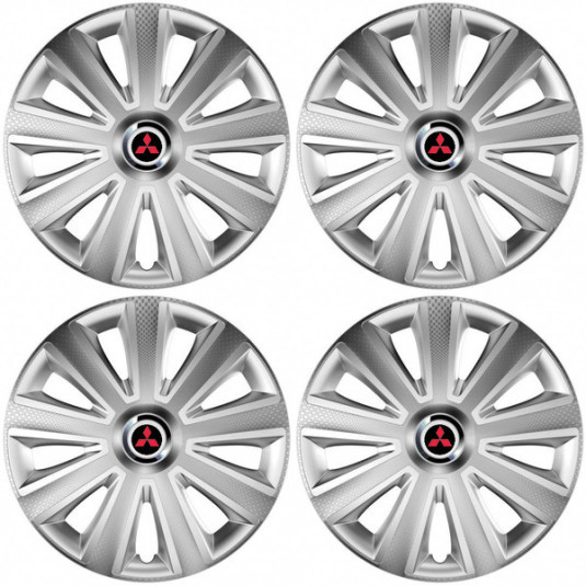 Puklice pre Mitsubishi (červené) 15 Aviator carbon silver