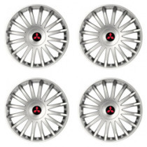 Puklice pre Mitsubishi (červené) 15 CRYSTAL silver