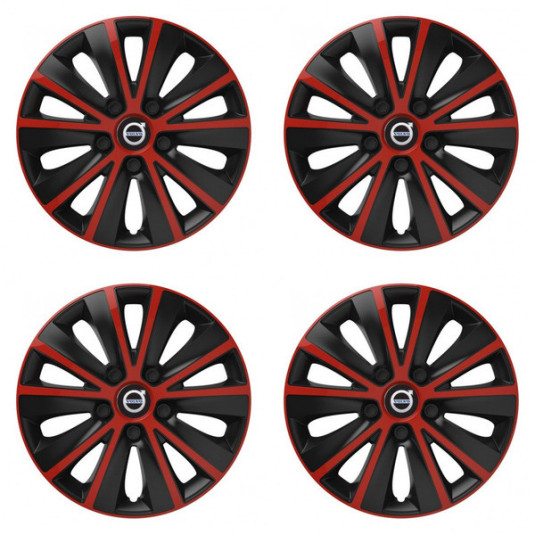 Puklice pre Volvo (čierne) 16 RAPIDE red and black