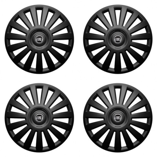 Puklice pre Fiat (čierny) 14 Luxury black