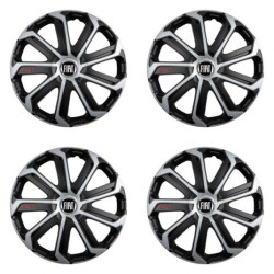 Puklice pre Fiat (čierny) 14 Evo black&silver