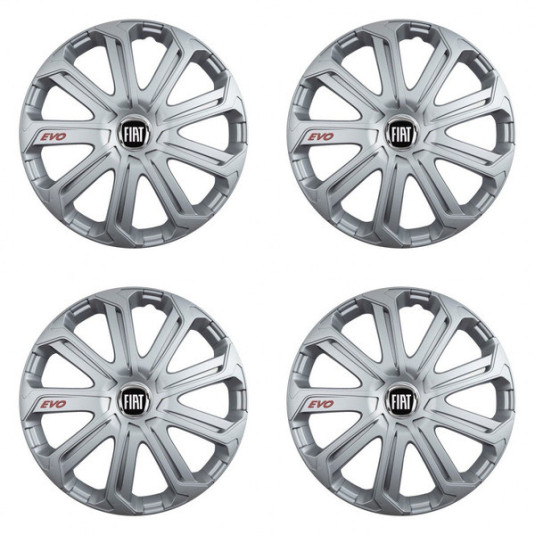 Puklice pre Fiat (čierny) 15 Evo silver