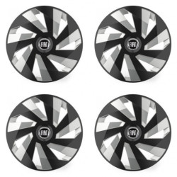 Puklice pre Fiat (čierny) 15 Vector RC black and silver