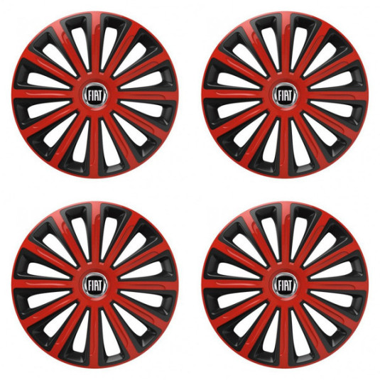 Puklice pre Fiat (čierny) 16 TREND red and black