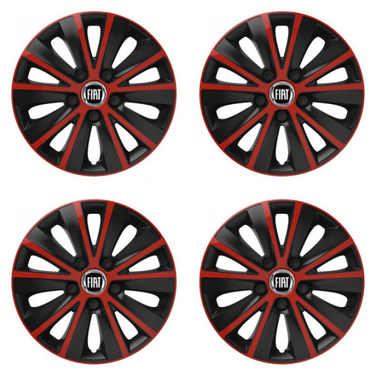 Puklice pre Fiat (čierny) 16 RAPIDE red and black