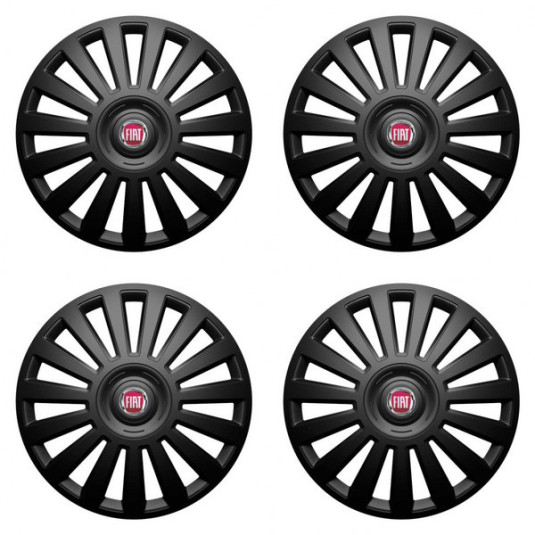 Puklice pre Fiat (červené) 14 Luxury black