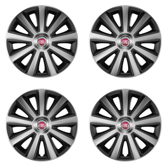 Puklice pre Fiat (červené) 14 Aviator carbon silver&black