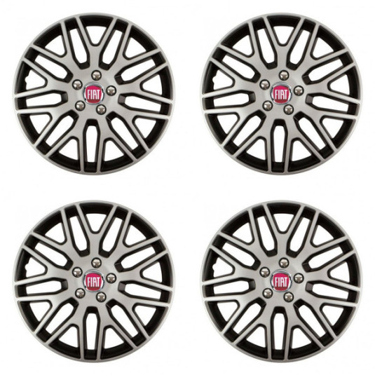 Puklice pre Fiat (červené) 14 Dakar NC silver and black