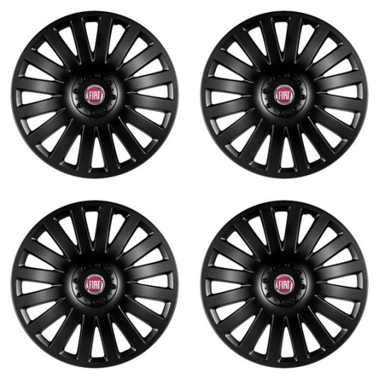 Puklice pre Fiat (červené) 15 Smart black