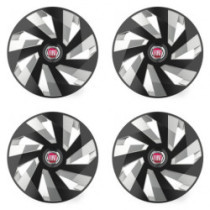 Puklice pre Fiat (červené) 15 Vector RC black and silver